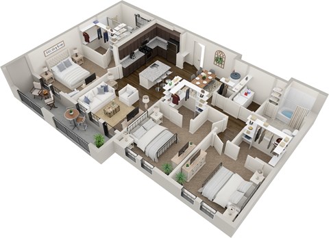 Floor plan for 3 beds, 2 baths, 1583 sqft